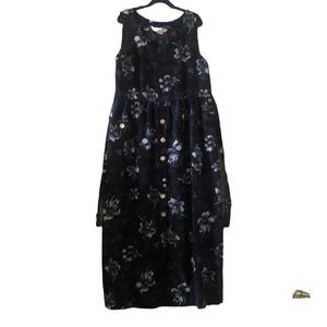 Vintage 1990s Christy Lyn Black Floral Maxi Dress